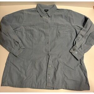 Vintage LL Bean Womens XL Light Blue Corduroy Button Down Shirt 0UP08